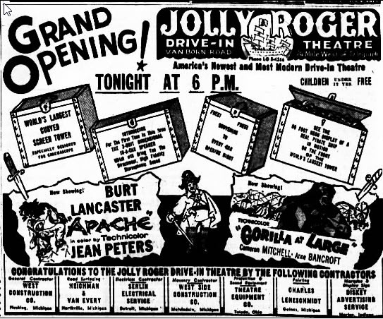 Jolly Roger Drive-In Theatre - Old Ad (newer photo)